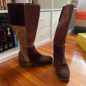 Aerosoles Vintage Color-block Suede Brown Knee-High Boots